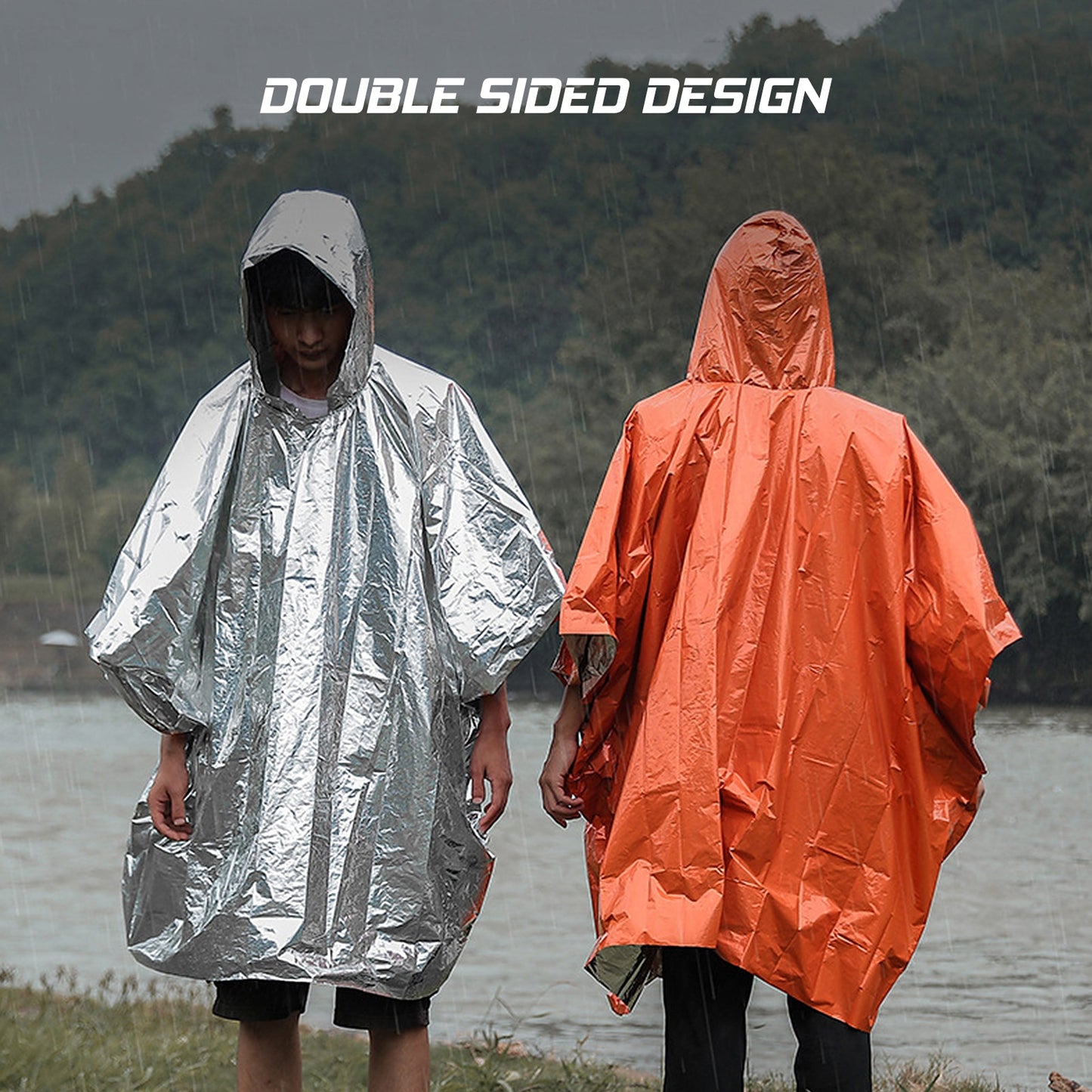 4 Pack Emergency Rain Poncho Thermal Blanket Poncho Weather Proof Outdoor Survival Camping Gear - layztactical