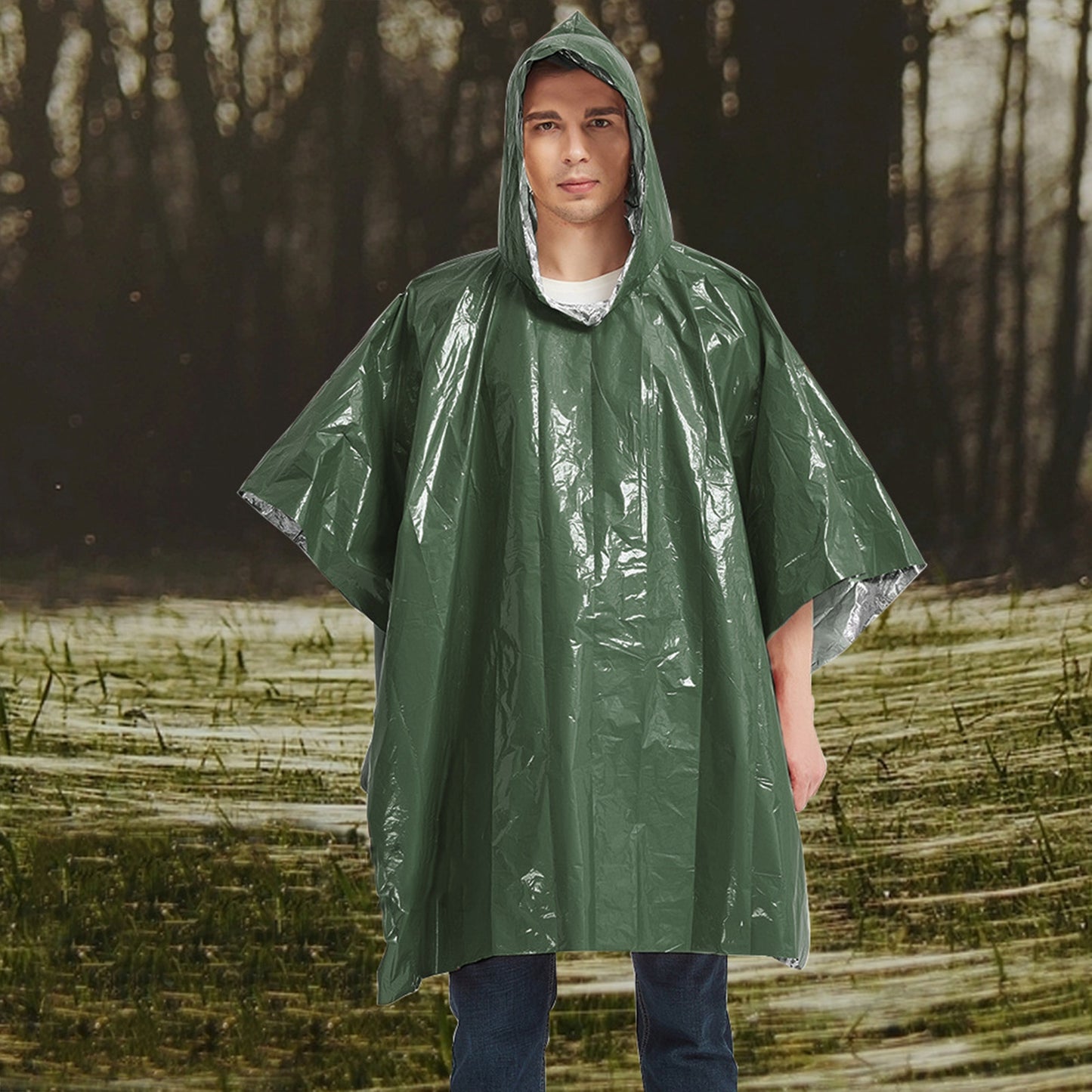 4 Pack Emergency Rain Poncho Thermal Blanket Poncho Weather Proof Outdoor Survival Camping Gear - layztactical