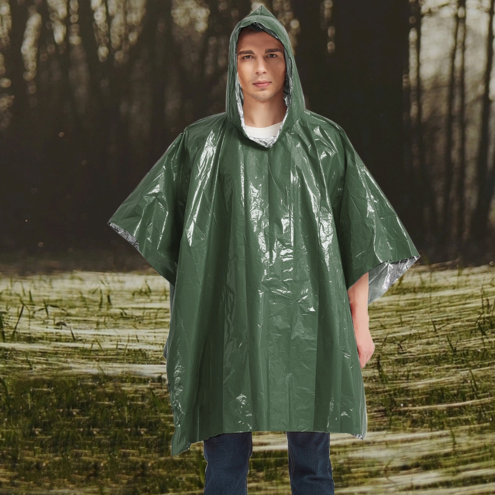 4 Pack Emergency Rain Poncho Thermal Blanket Poncho Weather Proof Outdoor Survival Camping Gear - layztactical