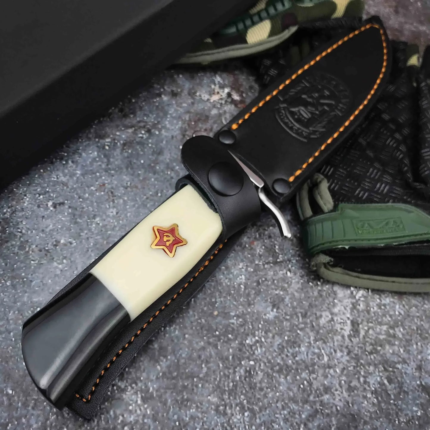 Russian Finka Fixed Blade  Leather Sheath 440C Blade