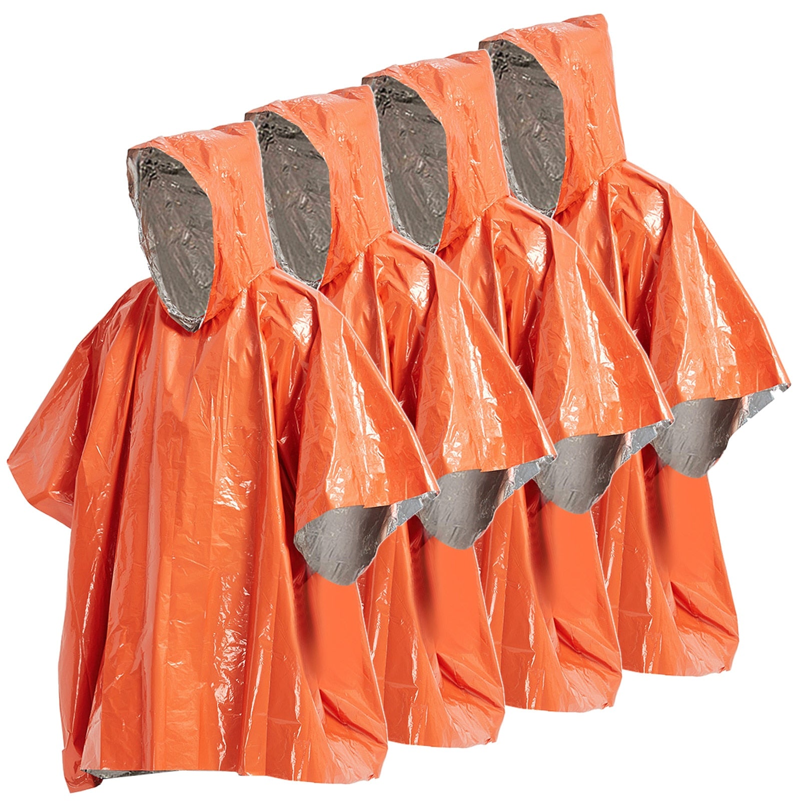 4 Pack Emergency Rain Poncho Thermal Blanket Poncho Weather Proof Outdoor Survival Camping Gear - layztactical