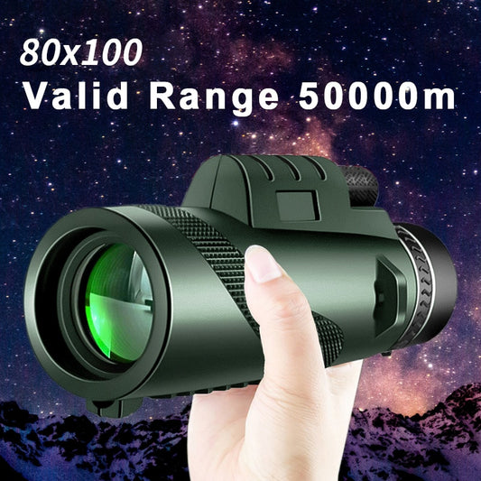 80x100 HD ZOOM Monocular Telescope Tripod Phone Clip - layztactical