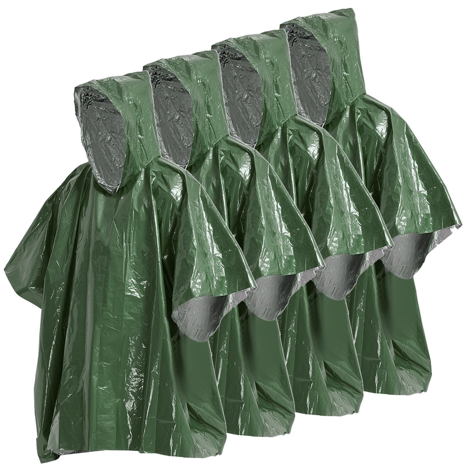 4 Pack Emergency Rain Poncho Thermal Blanket Poncho Weather Proof Outdoor Survival Camping Gear - layztactical